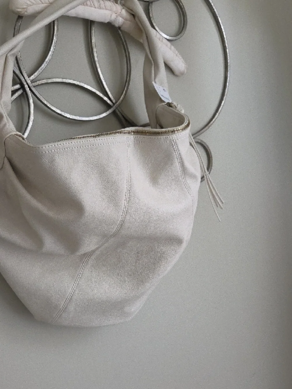 Free People Soft Ivory Hobo Bag with Slouchy Strap